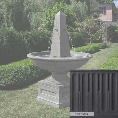 Nero Nuovo Patina for the Campania International Condotti Obelisk Fountain, bold dramatic black patina for the garden.