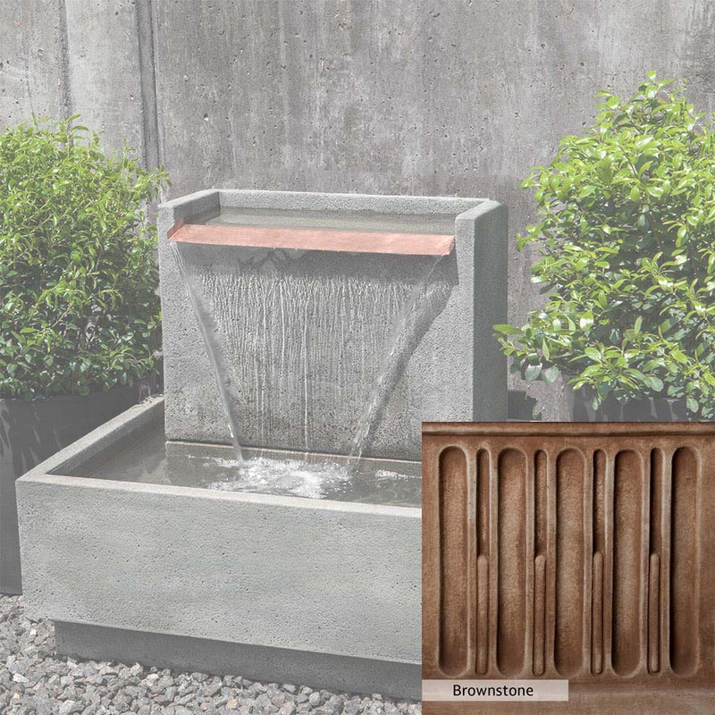 Brownstone Patina for the Campania International Falling Water Fountain II, brown blended with hints of red and yellow, works well in the garden.