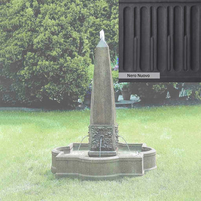 Nero Nuovo Patina for the Campania International Palazzo Obelisk Fountain, bold dramatic black patina for the garden.