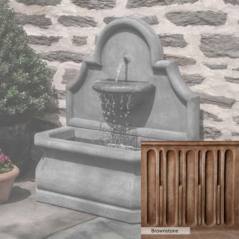 Brownstone Patina for the Campania International Segovia Fountain, brown blended with hints of red and yellow, works well in the garden.