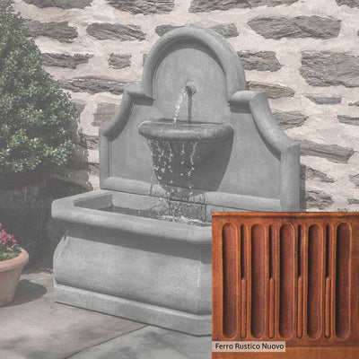 Ferro Rustico Nuovo Patina for the Campania International Segovia Fountain, red and orange blended in this striking color for the garden.