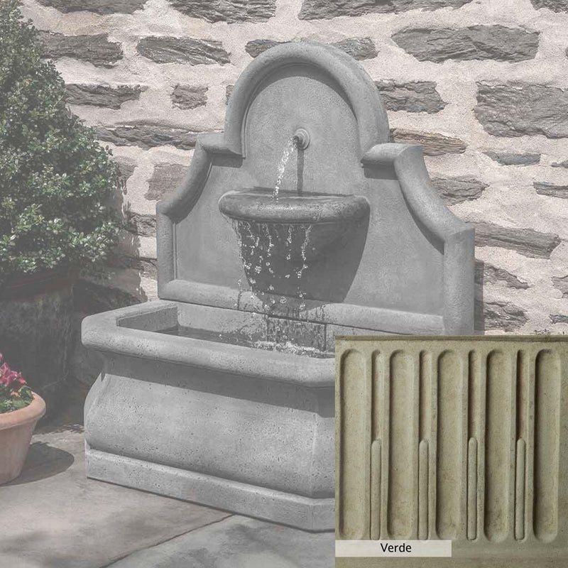 Verde Patina for the Campania International Segovia Fountain, green and gray come together in a soft tone blended into a soft green.