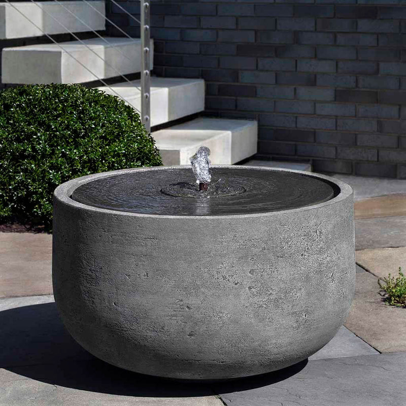 Campania International Echo Park Fountain  is made of cast stone by Campania International and shown in the  Alpine Stone Patina, adding interest to the garden with the sound of water. This fountain is
