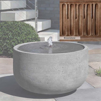 Brownstone Patina for the Campania International Echo Park Fountain, brown blended with hints of red and yellow, works well in the garden.