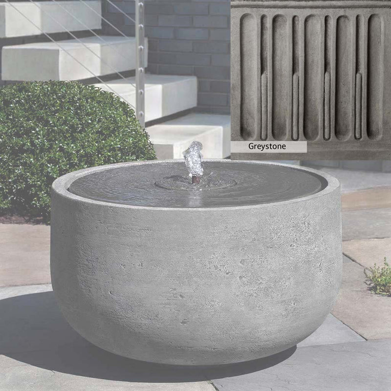 Greystone Patina for the Campania International Echo Park Fountain, a classic gray, soft, and muted, blends nicely in the garden.