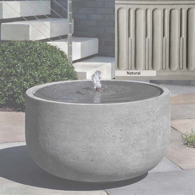 Natural Patina for the Campania International Echo Park Fountain is unstained cast stone the brightest and whitest that ages over time.