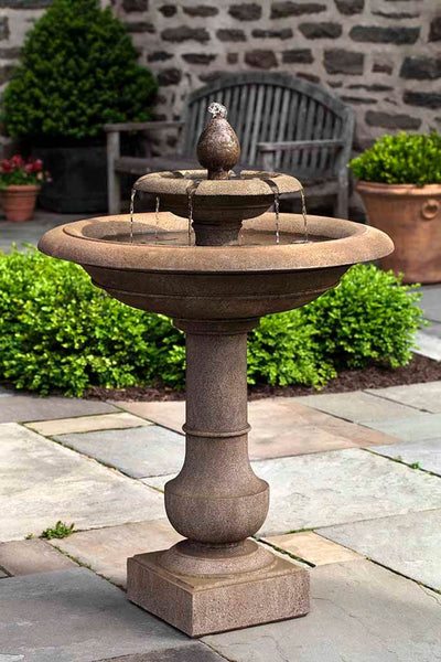 Campania International Palos Verdes Fountain is made of cast stone by Campania International and shown in the Alpine Stone Patina