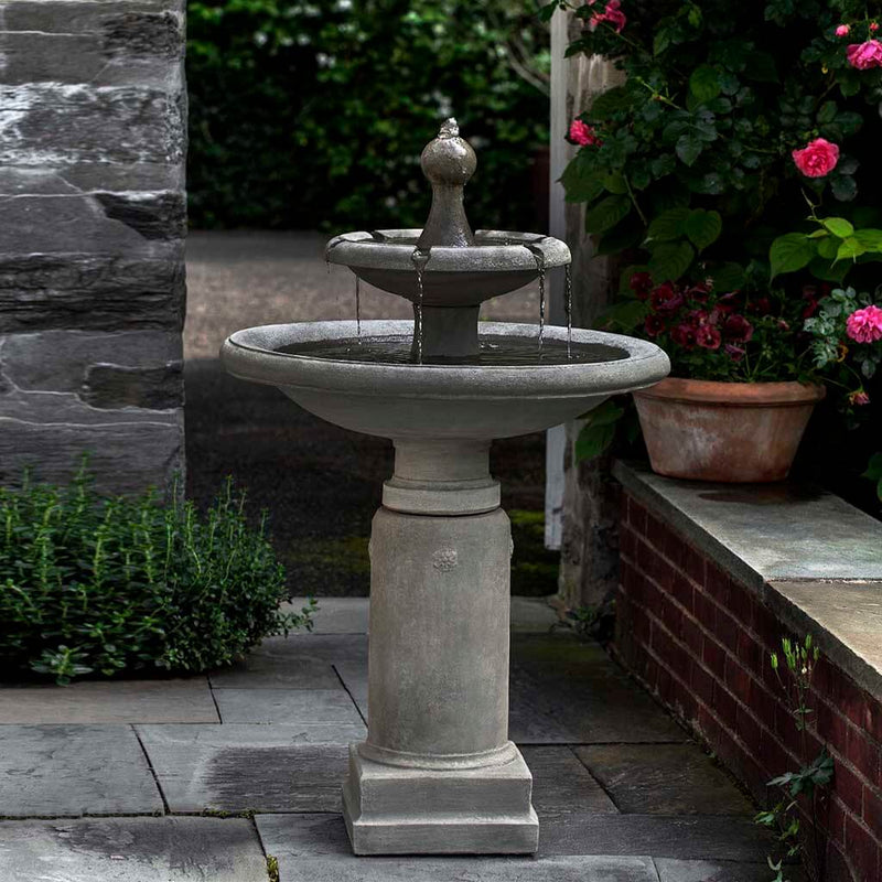Campania International Westover Fountain is made of cast stone by Campania International and shown in the Alpine Stone Patina