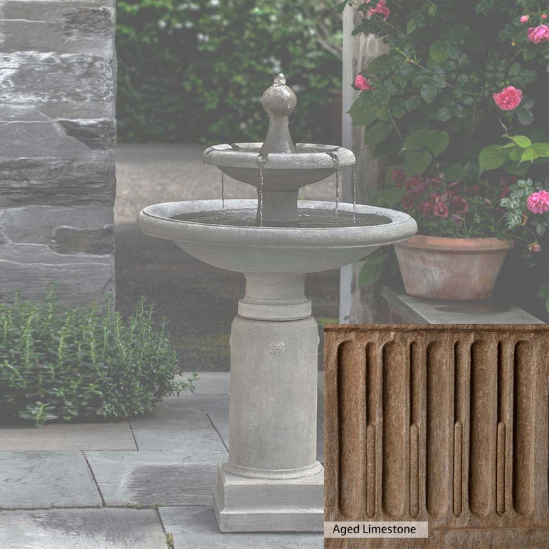 Aged Limestone Patina for the Campania International Westover Fountain, brown, orange, and green for an old stone look.