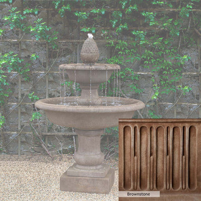 Brownstone Patina for the Campania International Wiltshire Fountain, brown blended with hints of red and yellow, works well in the garden.
