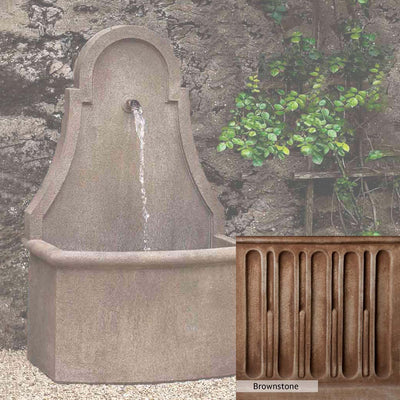 Brownstone Patina for the Campania International Closerie Wall Fountain, brown blended with hints of red and yellow, works well in the garden.