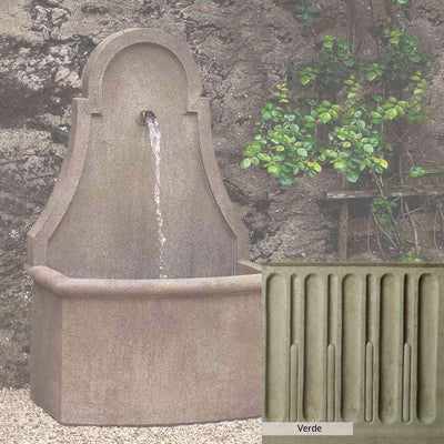 Verde Patina for the Campania International Closerie Wall Fountain, green and gray come together in a soft tone blended into a soft green.