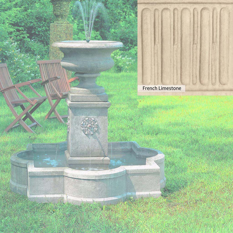 Ferro Rustico Nuovo Patina for the Campania International Palazzo Urn Fountain, red and orange blended in this striking color for the garden.