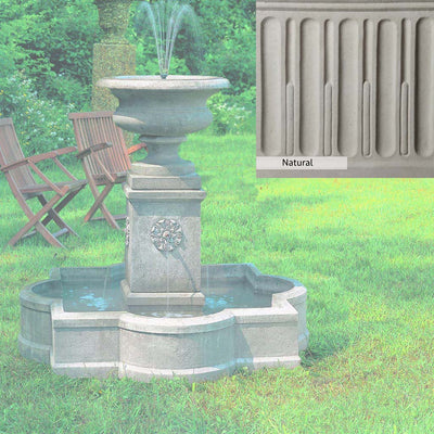 Natural Patina for the Campania International Palazzo Urn Fountain is unstained cast stone the brightest and whitest that ages over time.