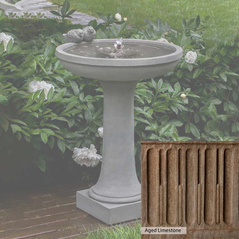 Aged Limestone Patina for the Campania International Juliet Fountain, brown, orange, and green for an old stone look.