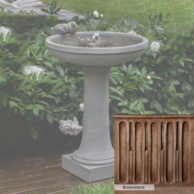Brownstone Patina for the Campania International Juliet Fountain, brown blended with hints of red and yellow, works well in the garden.