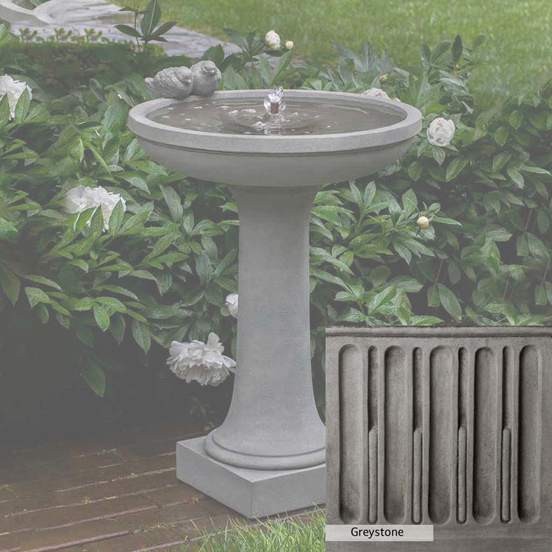 Greystone Patina for the Campania International Juliet Fountain, a classic gray, soft, and muted, blends nicely in the garden.