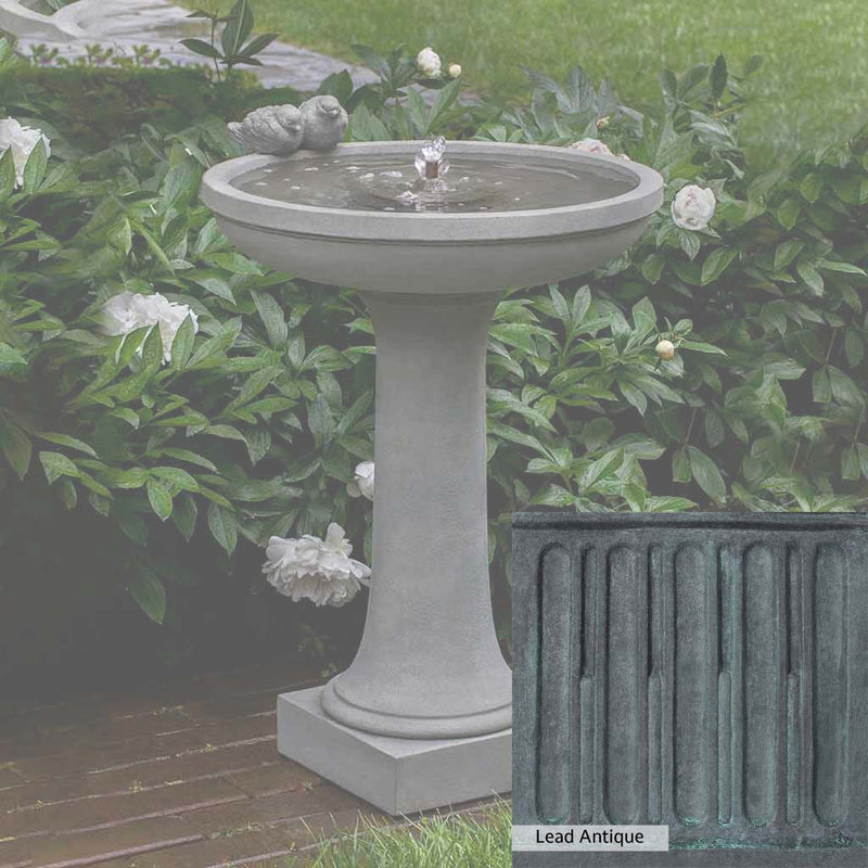 Lead Antique Patina for the Campania International Juliet Fountain, deep blues and greens blended with grays for an old-world garden.