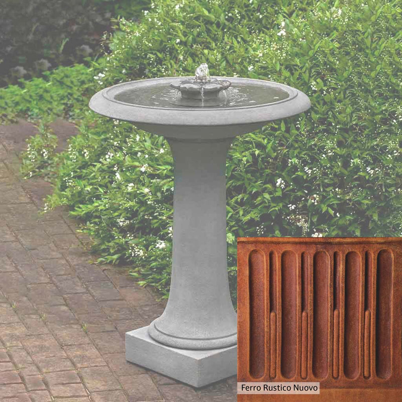 Ferro Rustico Nuovo Patina for the Campania International Camellia Birdbath Fountain, red and orange blended in this striking color for the garden.