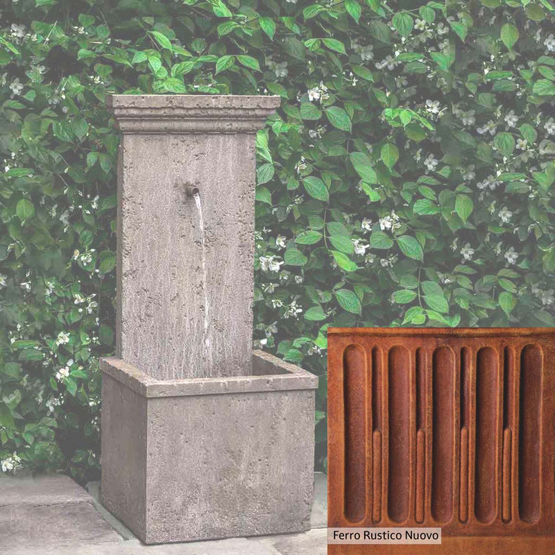 Ferro Rustico Nuovo Patina for the Campania International Marais Wall Fountain, red and orange blended in this striking color for the garden.