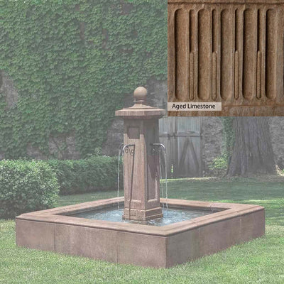 Aged Limestone Patina for the Campania International Luberon Estate Fountain, brown, orange, and green for an old stone look.