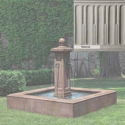 Natural Patina for the Campania International Luberon Estate Fountain is unstained cast stone the brightest and whitest that ages over time.