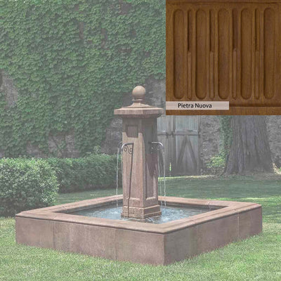 Pietra Nuova Patina for the Campania International Luberon Estate Fountain, a rich brown blended with black and orange.
