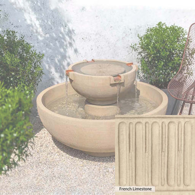 French Limestone Patina for the Campania International Small Del Rey Fountain, old-world creamy white with ivory undertones.