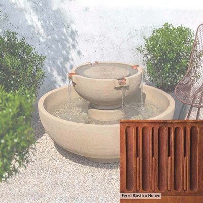 Ferro Rustico Nuovo Patina for the Campania International Small Del Rey Fountain, red and orange blended in this striking color for the garden.