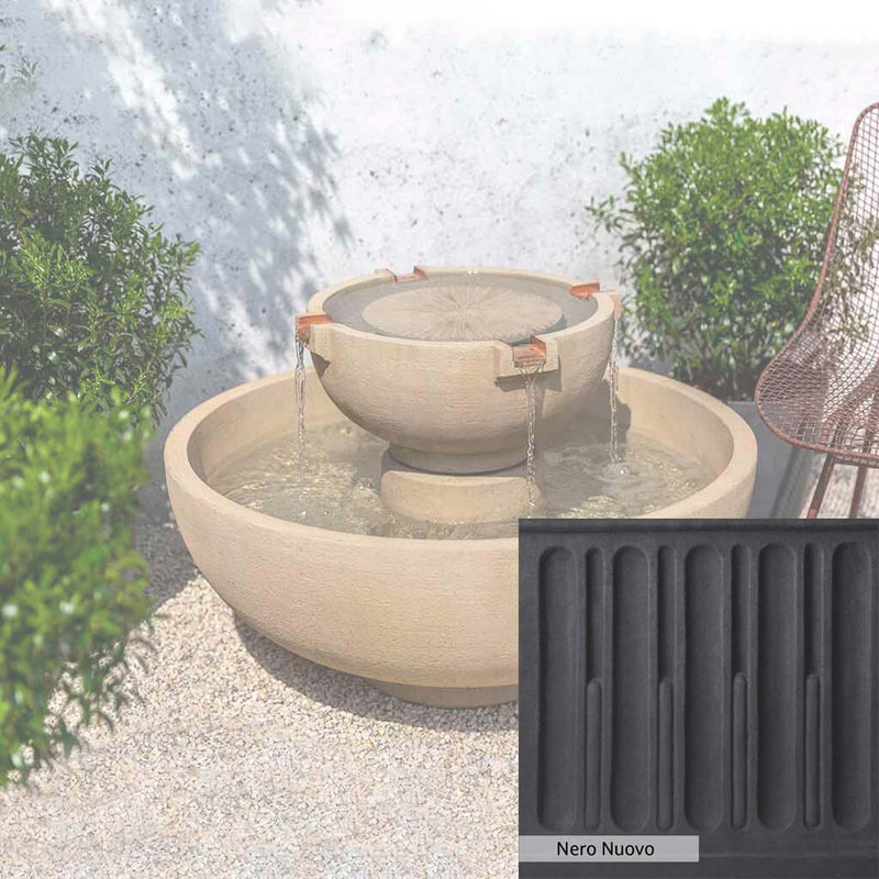 Nero Nuovo Patina for the Campania International Small Del Rey Fountain, bold dramatic black patina for the garden.