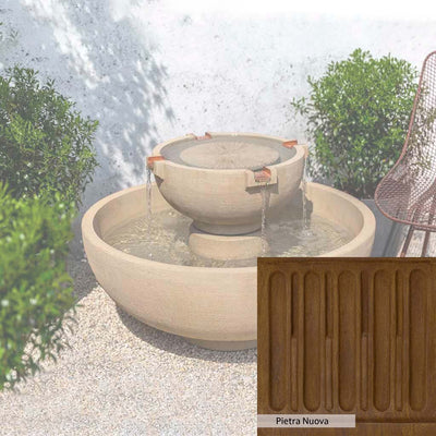 Pietra Nuova Patina for the Campania International Small Del Rey Fountain, a rich brown blended with black and orange.
