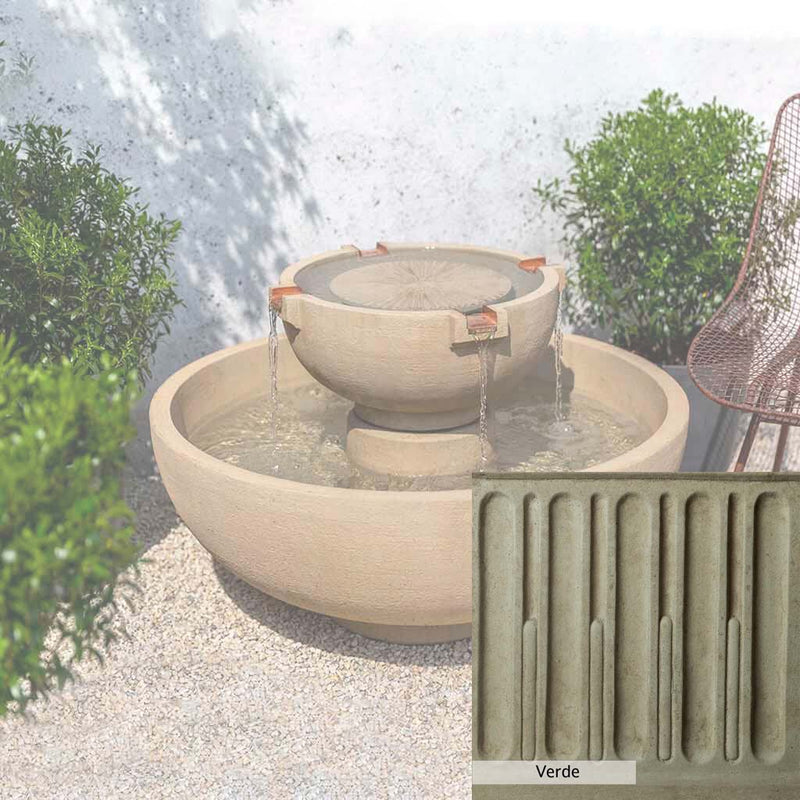 Verde Patina for the Campania International Small Del Rey Fountain, green and gray come together in a soft tone blended into a soft green.