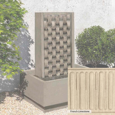 French Limestone Patina for the Campania International M Weave Fountain, old-world creamy white with ivory undertones.