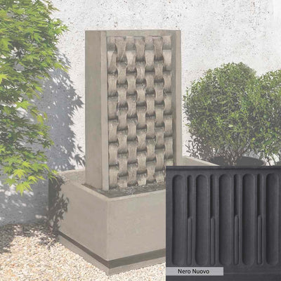 Nero Nuovo Patina for the Campania International M Weave Fountain, bold dramatic black patina for the garden.