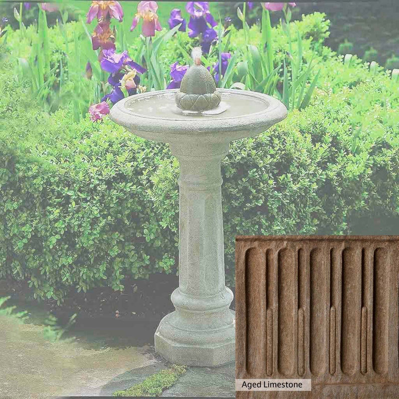 Aged Limestone Patina for the Campania International Acorn Fountain, brown, orange, and green for an old stone look.