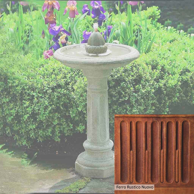 French Limestone Patina for the Campania International Acorn Fountain, old-world creamy white with ivory undertones.