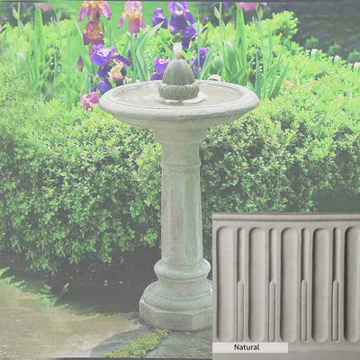 Natural Patina for the Campania International Acorn Fountain is unstained cast stone the brightest and whitest that ages over time.