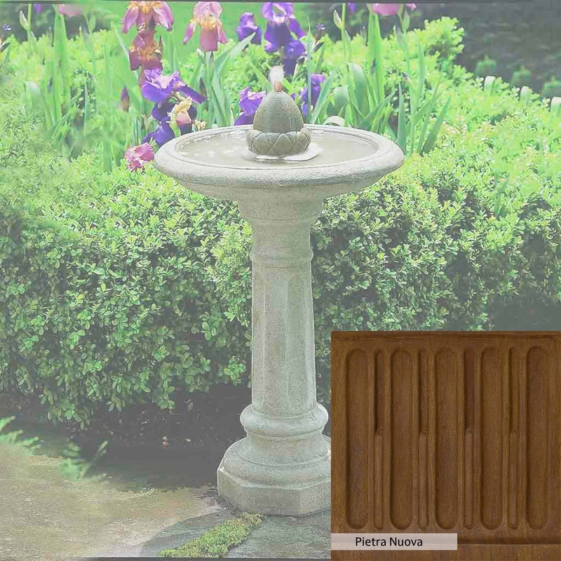 Pietra Nuova Patina for the Campania International Acorn Fountain, a rich brown blended with black and orange.