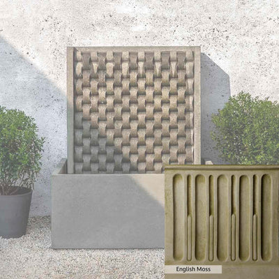 English Moss Patina for the Campania International Large M Weave Fountain, green blended into a soft pallet with a light undertone of gray.