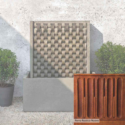 Ferro Rustico Nuovo Patina for the Campania International Large M Weave Fountain, red and orange blended in this striking color for the garden.