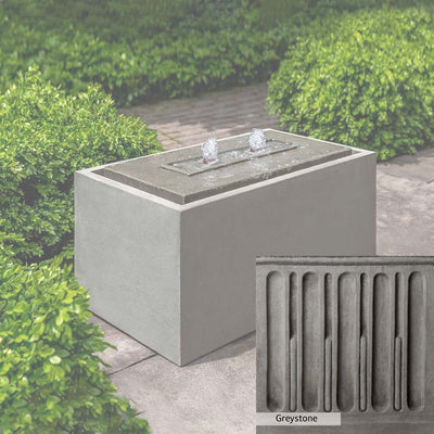 Greystone Patina for the Campania International Lutea Fountain Patina, a classic gray, soft, and muted, blends nicely in the garden.