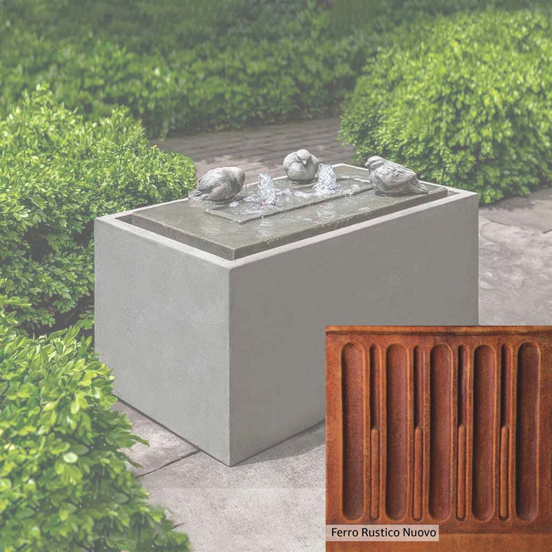 Ferro Rustico Nuovo Patina for the Campania International Avondale Fountain, red and orange blended in this striking color for the garden.