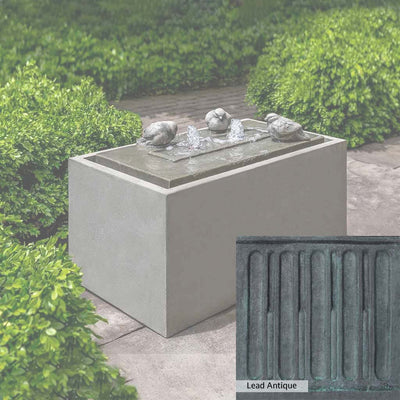 Lead Antique Patina for the Campania International Avondale Fountain, deep blues and greens blended with grays for an old-world garden.