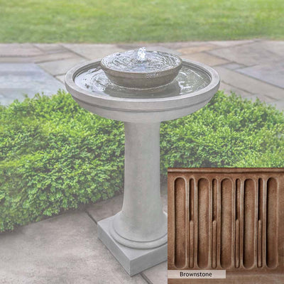 Brownstone Patina for the Campania International Meridian Fountain, brown blended with hints of red and yellow, works well in the garden.