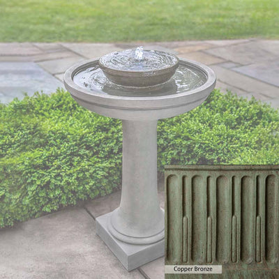 Copper Bronze Patina for the Campania International Meridian Fountain, blues and greens blended into the look of aged copper.