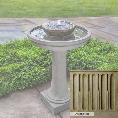 English Moss Patina for the Campania International Meridian Fountain, green blended into a soft pallet with a light undertone of gray.