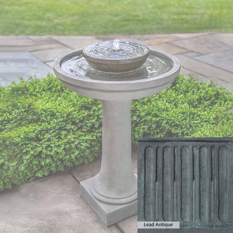 Lead Antique Patina for the Campania International Meridian Fountain, deep blues and greens blended with grays for an old-world garden.