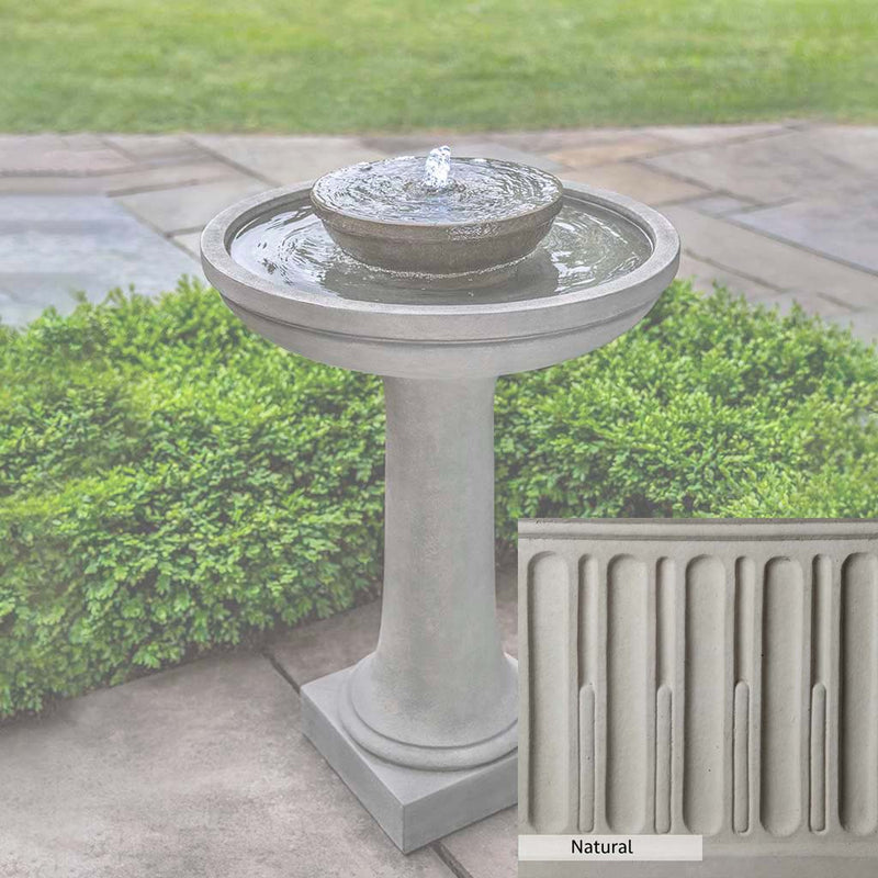 Natural Patina for the Campania International Meridian Fountain is unstained cast stone the brightest and whitest that ages over time.