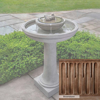 Brownstone Patina for the Campania International Dolce Nido Fountain, brown blended with hints of red and yellow, works well in the garden.