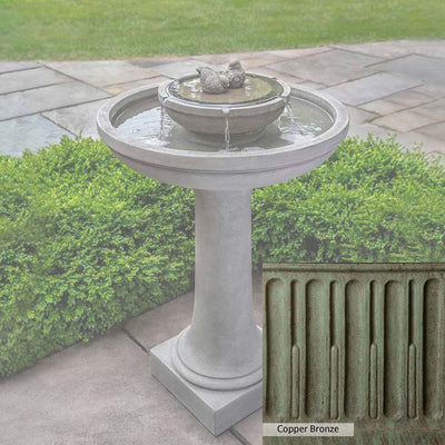 Copper Bronze Patina for the Campania International Dolce Nido Fountain, blues and greens blended into the look of aged copper.
